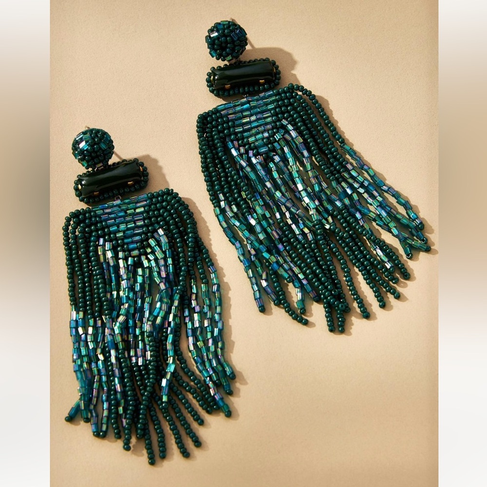 NWT Anthropologie Deepa Beaded Fringe Chandeliers - Picture 9 of 13